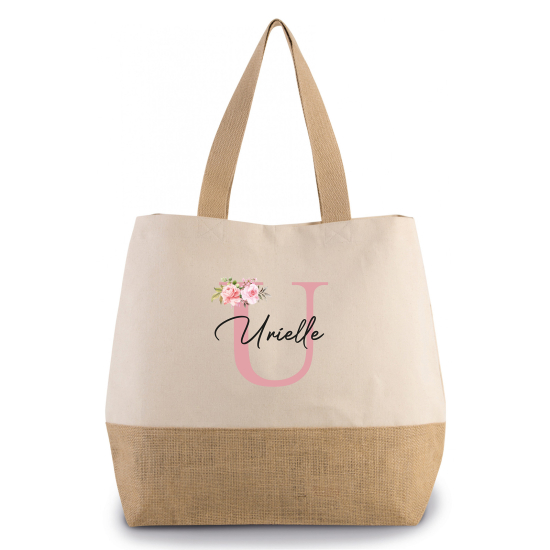 Grand Sac Coton et Jute Monogrammes - U