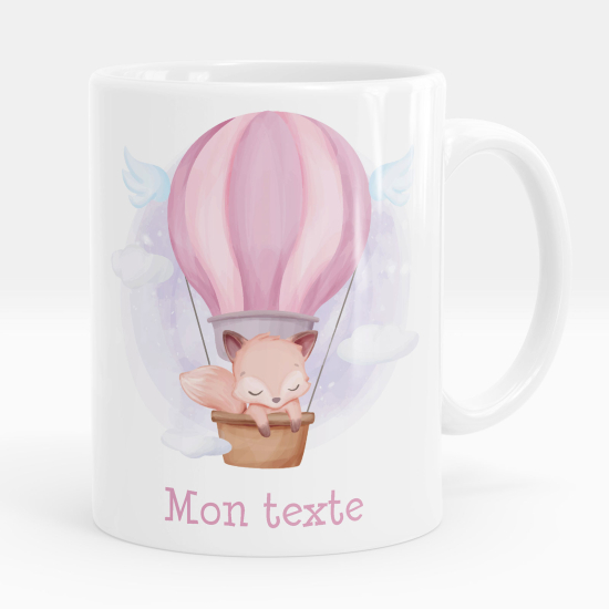 Mug - Tasse personnalisée - Renard montgolfière