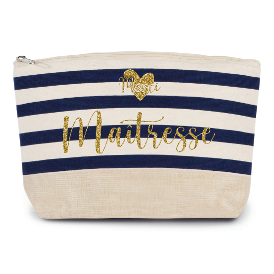 Pochette imprimé marin avec Écriture OR Pailletée - Merci maîtresse