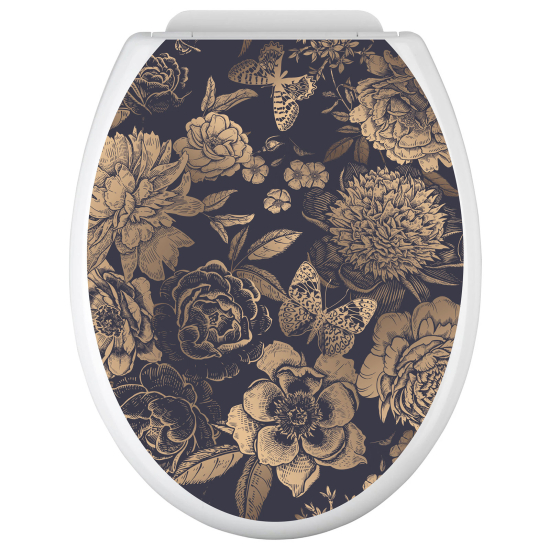 Sticker Décoratif Pour Réservoir De Toilettes - Motif Fleur Et Papillon, Imperméable, Facile à Poser, 25x35 Cm