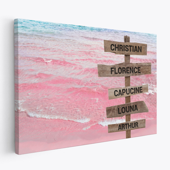 Tableau toile personnalisé avec prénoms - Mer