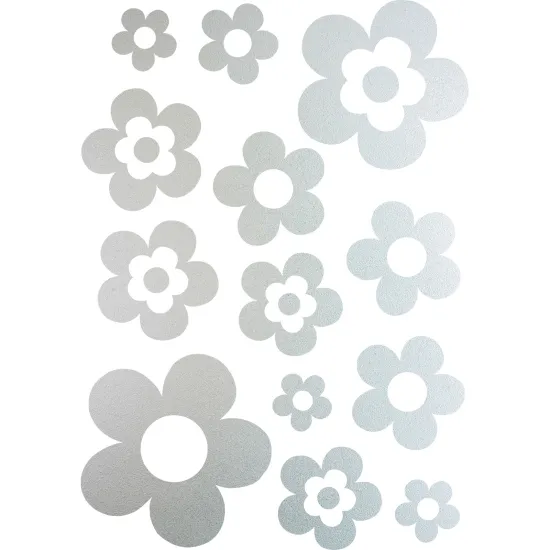 Frosted Window Glass Sticker - Set Of 13 Flowers