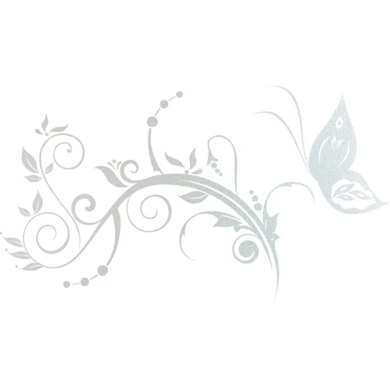 Frosted Window Glass Sticker - Butterfly Flowers