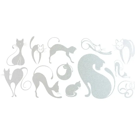 Frosted Window Glass Sticker - Set Of 12 Cats