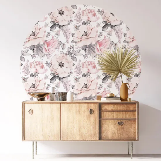Round / Circle Wall Sticker - Floral pattern