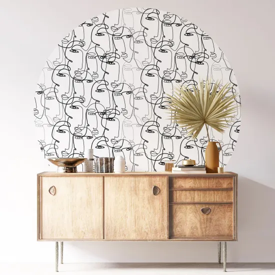 Round / Circle Wall Sticker - Abstract Faces