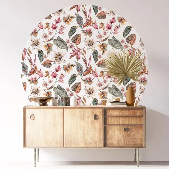 Round / Circle Wall Sticker - Botanical pattern