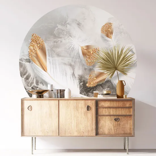 Round / Circle Wall Sticker - Feathers