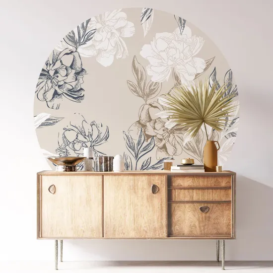 Round / Circle Wall Sticker - Floral pattern