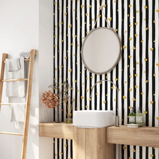 Bathroom Self Adhesive - Striped Hearts