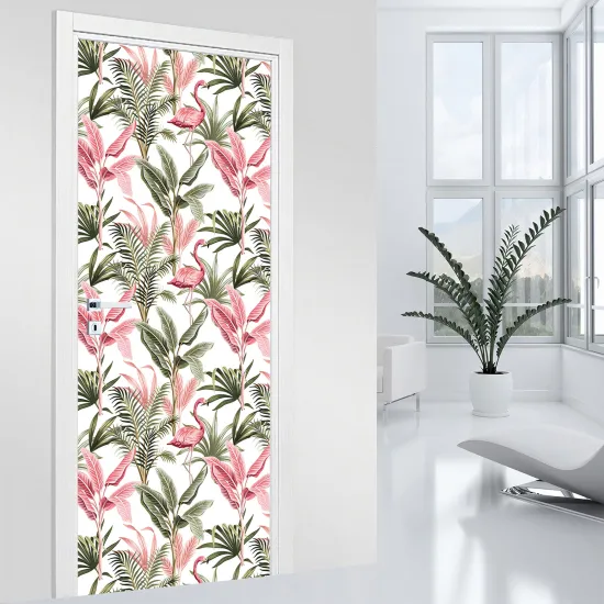 Door Sticker - Decal - Pink flamingos