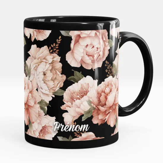 Personalized Mug - Full Black - Flowers