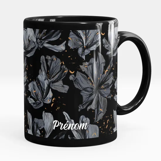 Personalized Mug - Full Black - Flowers
