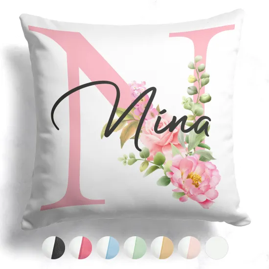 Customized Two-Tone Monogram Pillow - Letter N