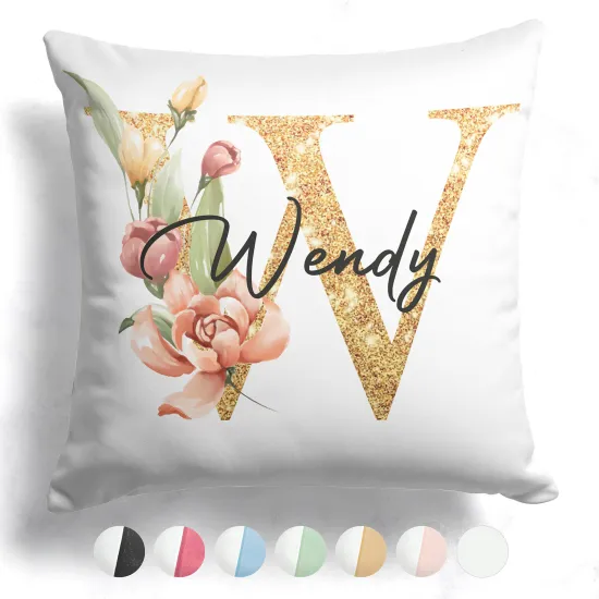 Customized Two-Tone Monogram Pillow - Letter W