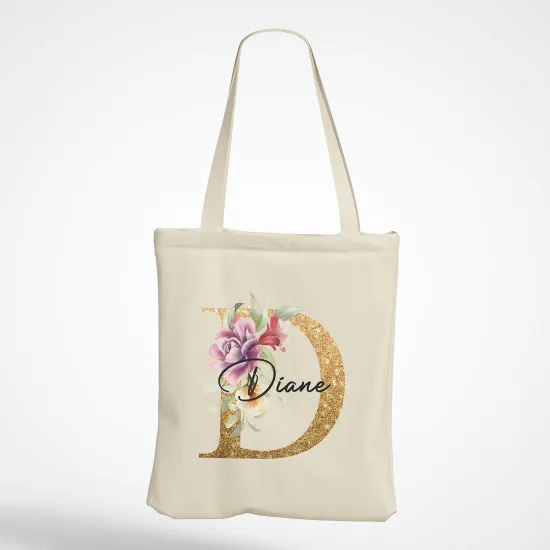 Personalized Monogram Tote Bag - Letter D