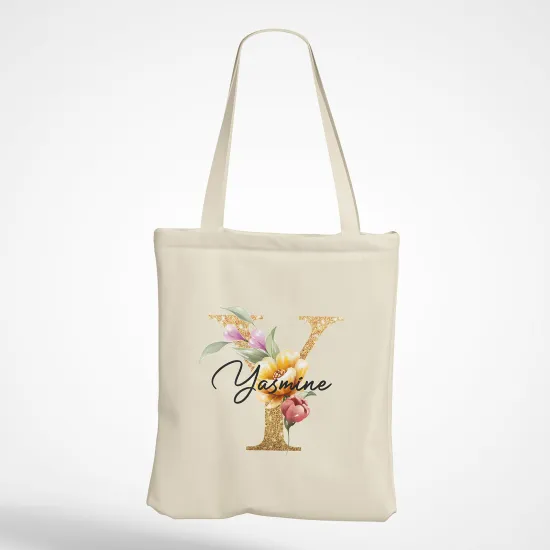 Personalized Monogram Tote Bag - Letter Y