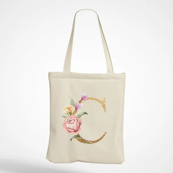 Personalized Monogram Tote Bag - Letter C