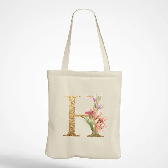 Personalized Monogram Tote Bag - Letter H