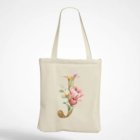 Personalized Monogram Tote Bag - Letter J