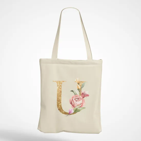 Personalized Monogram Tote Bag - Letter U
