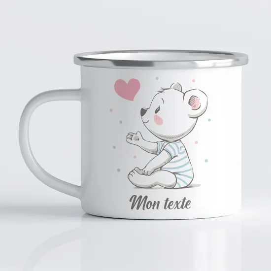 Personalized Enamel Mug for Kids - Bear Heart