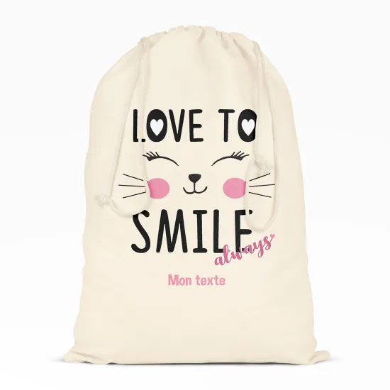 Personalized Drawstring bag for Kids - Love to smile always