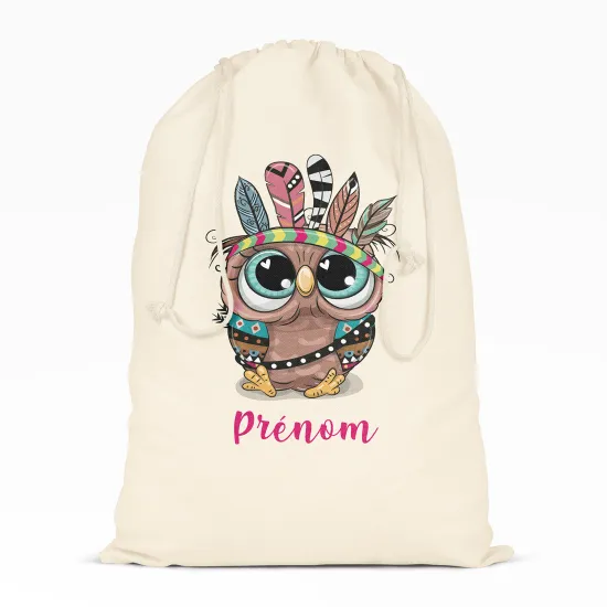 Personalized Drawstring bag for Kids - Indian Owl