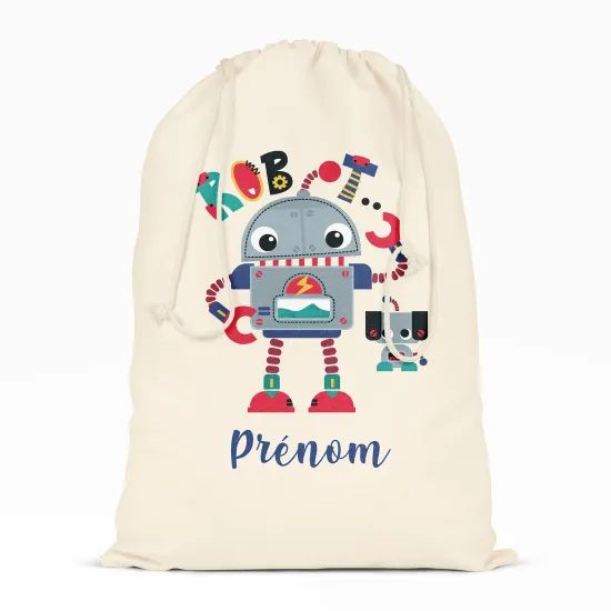 Personalized Drawstring bag for Kids - Robots