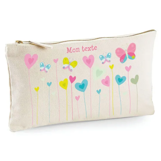 Personalized Pencil / Pouch - Butterfly Hearts