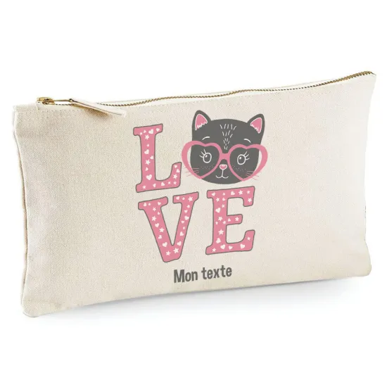 Personalized Pencil / Pouch - Cat love