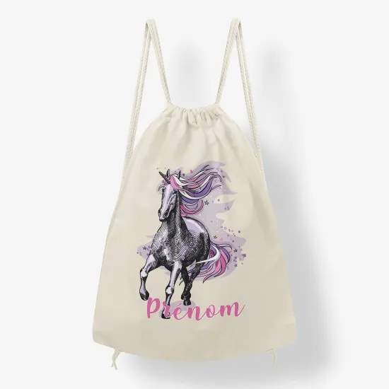 Personalized Drawstring Backpack for Kids - Unicorn