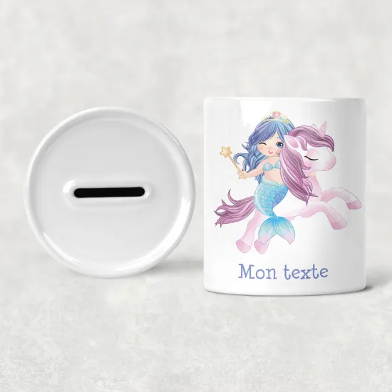 Personalized Kids / Children's Piggy Bank - Unicorn Siren