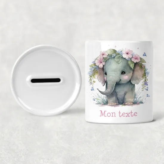 Personalized Kids / Children's Piggy Bank - Baby elephant