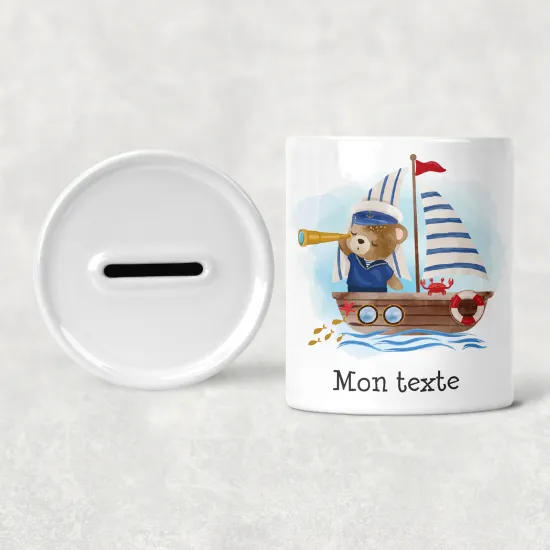 Personalized Kids / Children's Piggy Bank - Marine bear