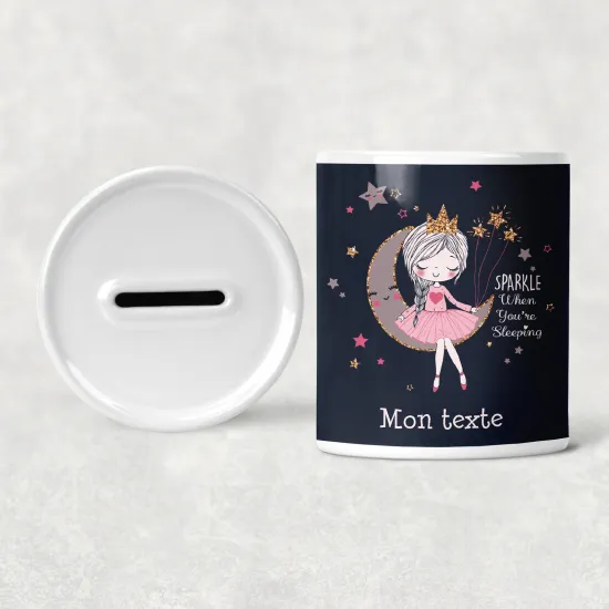 Personalized Kids / Children's Piggy Bank - Princess Moon