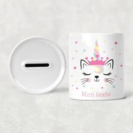 Personalized Kids / Children's Piggy Bank - Unicorn Cat