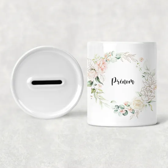 Personalized Kids / Children's Piggy Bank - Flowers