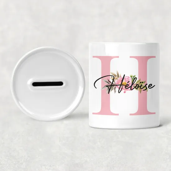 Personalized Monogram Kids / Children's Piggy Bank - H