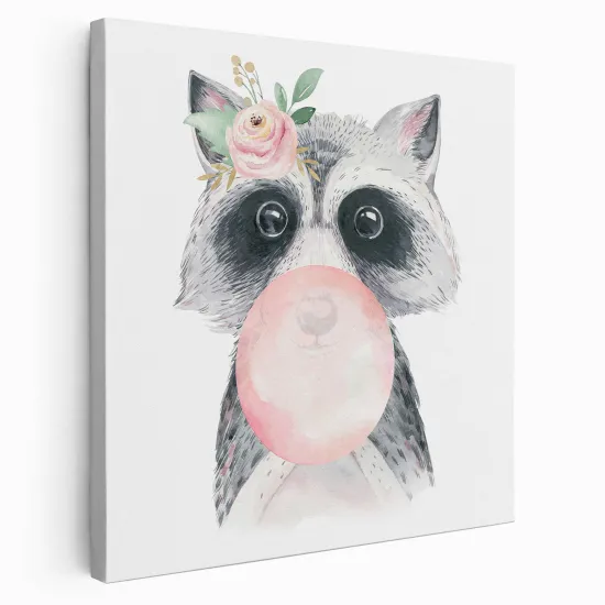 Canvas Print for Kids - Raccoon bubble