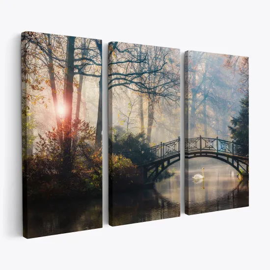 Triptych Canvas Prints - Arch bridge in the forest