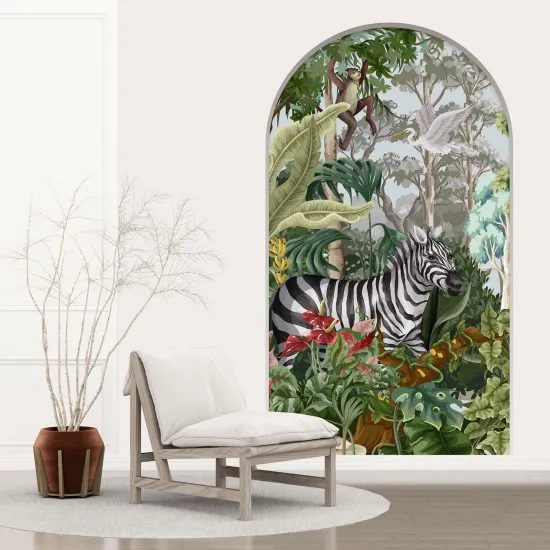 Optical Illusions Arch Wall Sticker for Kids - Jungle Animals