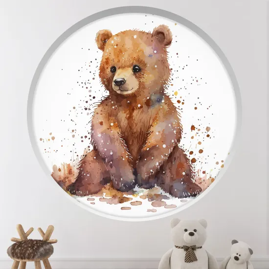 Optical Illusions Round Arch Wall Sticker for Kids- Bear