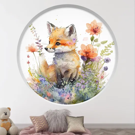 Optical Illusions Round Arch Wall Sticker for Kids- Fox