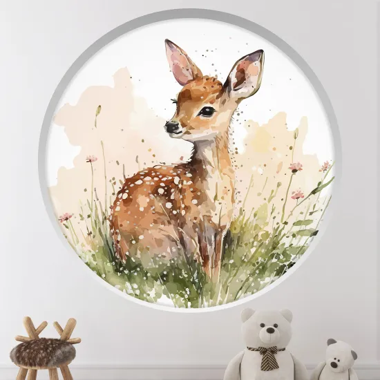 Optical Illusions Round Arch Wall Sticker for Kids- Fawn