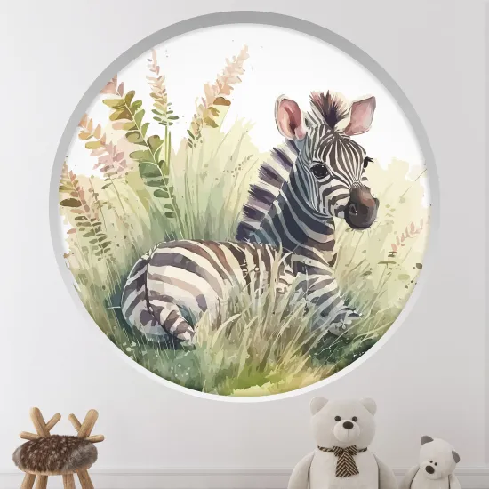 Optical Illusions Round Arch Wall Sticker for Kids- Zebra