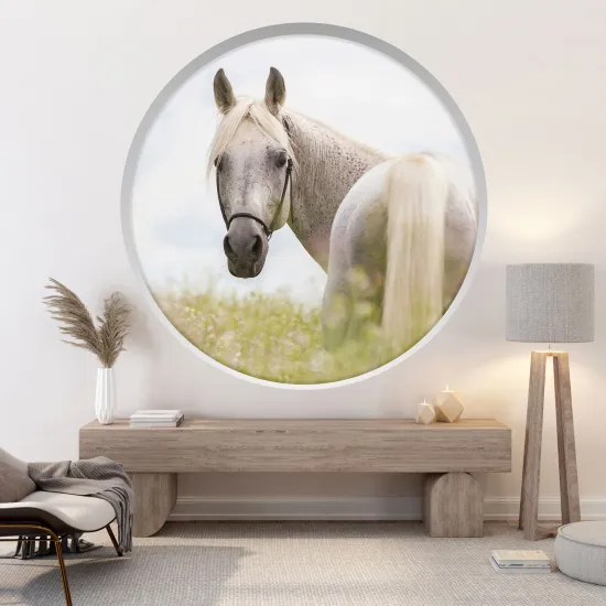 Optical Illusions Round Arch Wall Sticker - Horse