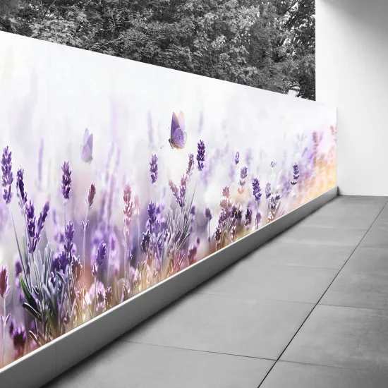 Optical Illusion Balcony Privacy Screen - 110x467 cm - Lavender