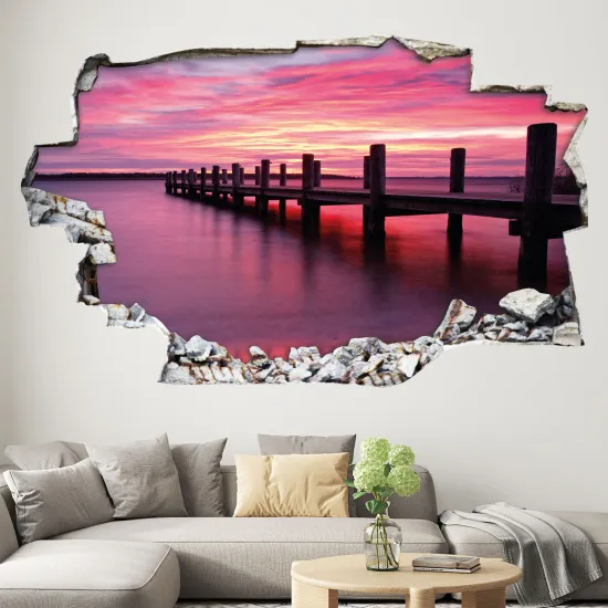 Hole In The Wall Sticker - Optical illusions - Sunset