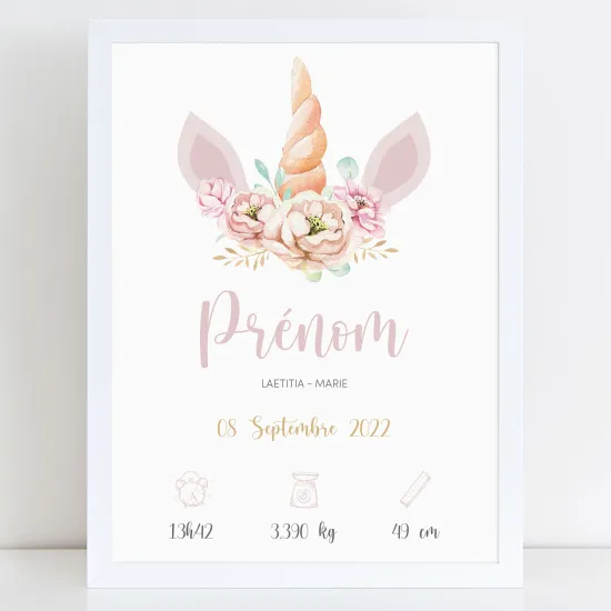 Baby birth poster - Unicorn